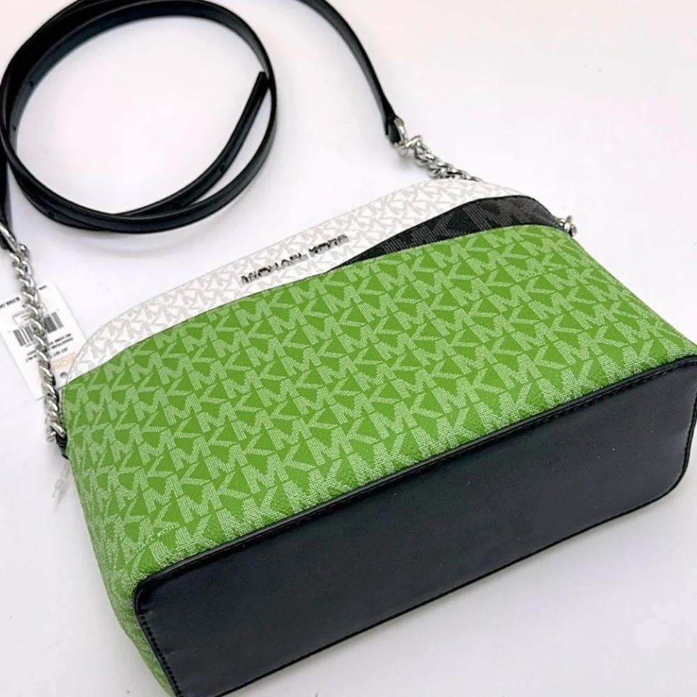 Michael Kors Jet Set Travel Color-Block Signature Logo Crossbody Bag Jangle Gree